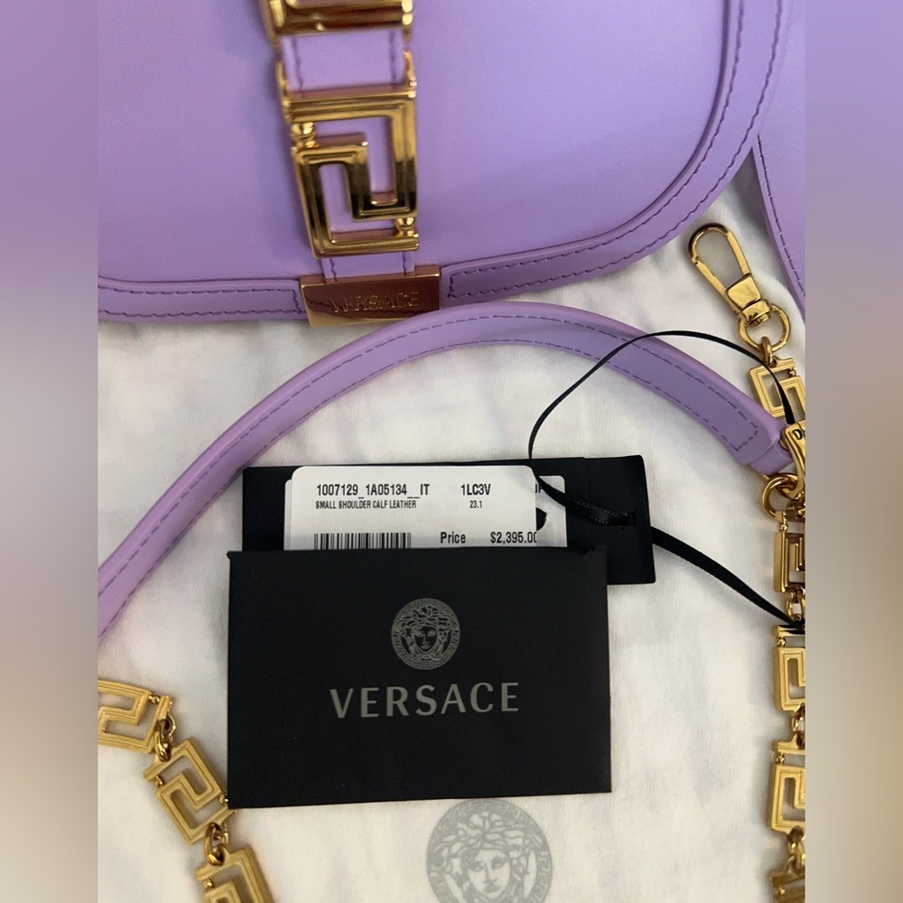 🌟SOLD🌟 NWT Versace Greca Goddess Baby Violet Small Bag - Picture 3 of 6